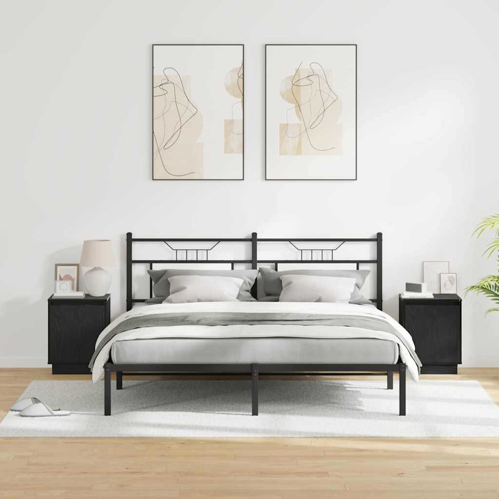 vidaXL Κομοδίνο με 2 pcs Μαύρο 39 x 34.5 x 50 εκ. Επεξεργασμένο ξύλο