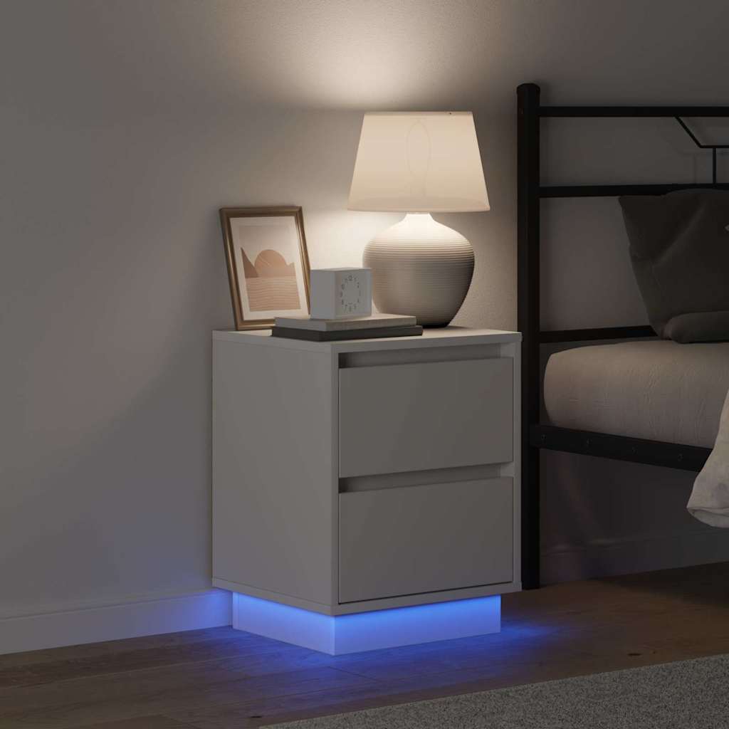 vidaXL Κομοδίνο με συρτάρι Λευκό 39 x 34.5 x 50 εκ. Επεξεργασμένο ξύλο