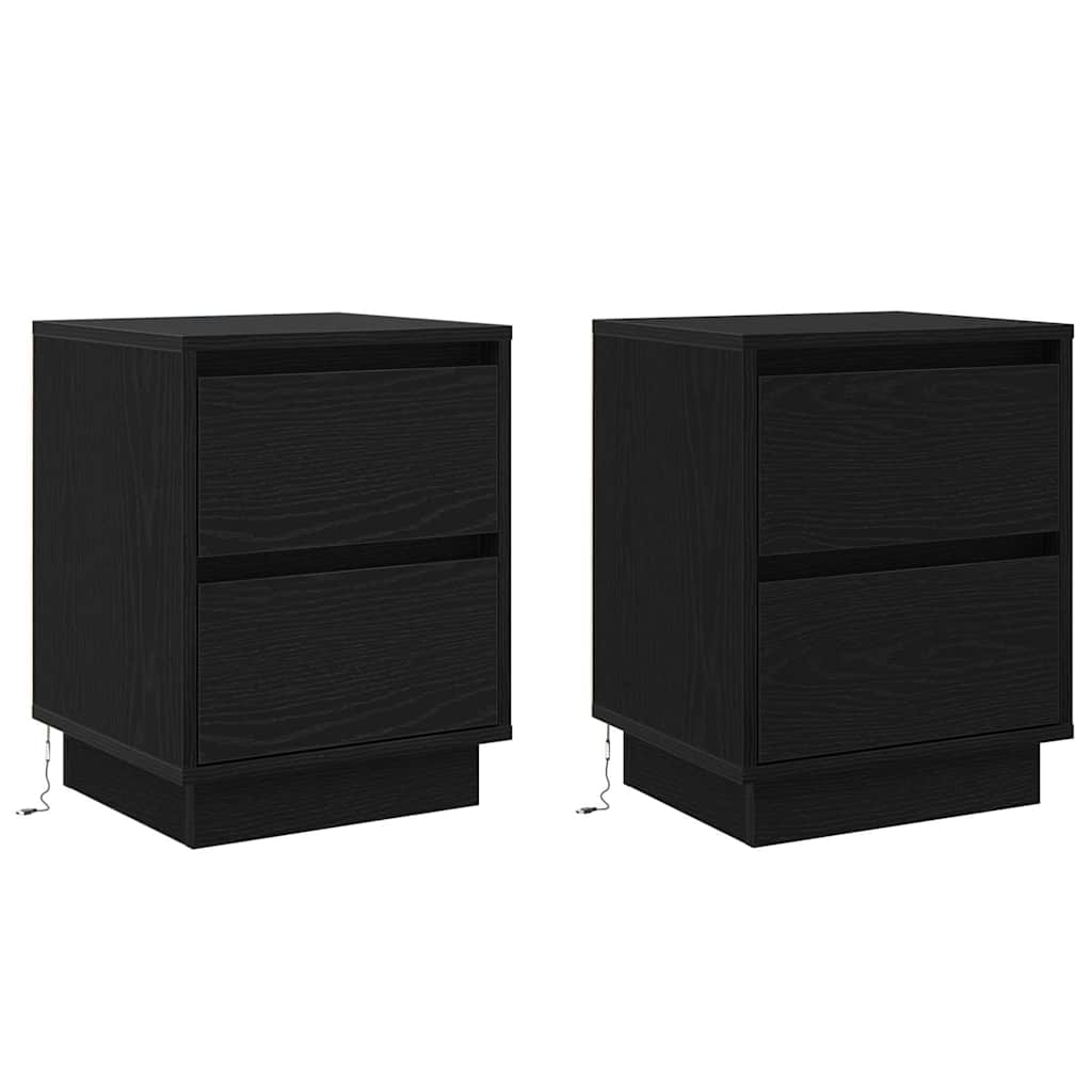 vidaXL Κομοδίνο με 2 pcs Μαύρο 39 x 34.5 x 50 εκ. Επεξεργασμένο ξύλο