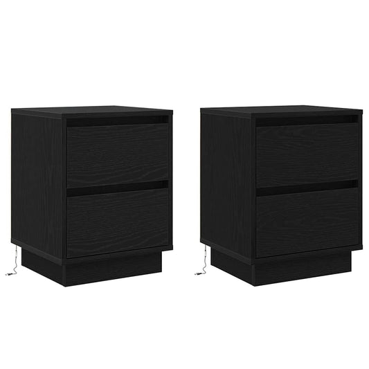 vidaXL Κομοδίνο με 2 pcs Μαύρο 39 x 34.5 x 50 εκ. Επεξεργασμένο ξύλο