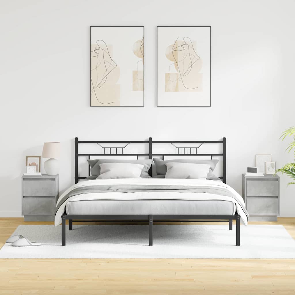 vidaXL Κομοδίνο με συρτάρι 2 pcs Γκρι σκυροδέματος 39 x 34.5 x 50 εκ.