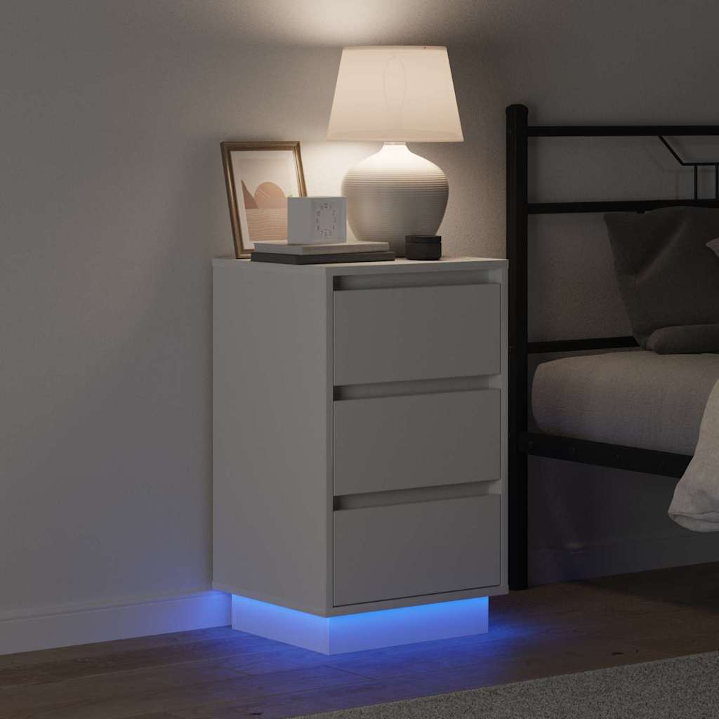 vidaXL Κομοδίνο με συρτάρι Λευκό 39 x 34.5 x 65 εκ. Επεξεργασμένο ξύλο