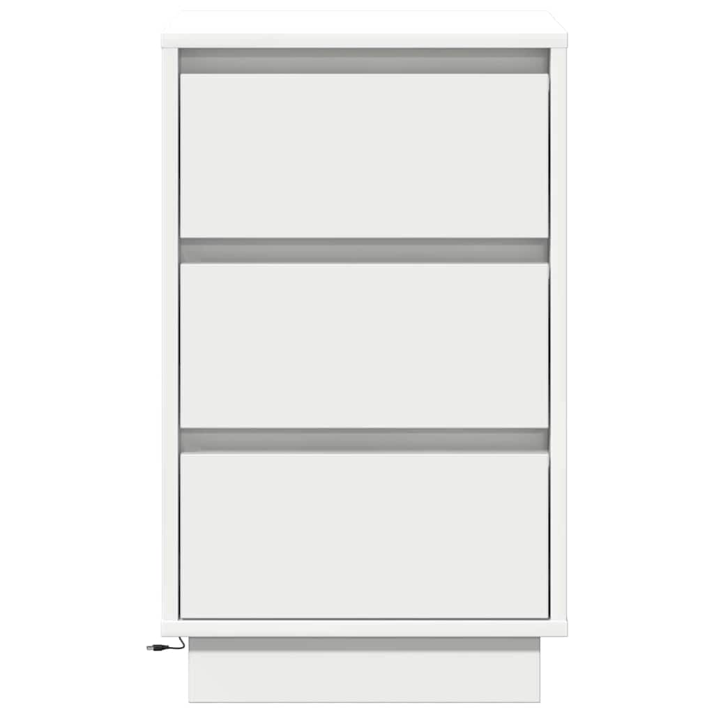 vidaXL Κομοδίνο με συρτάρι Λευκό 39 x 34.5 x 65 εκ. Επεξεργασμένο ξύλο