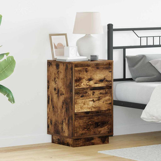 vidaXL Κομοδίνο Καπνιστό Δρύς 39 x 34,5 x 65 εκ. Επεξεργασμένο ξύλο