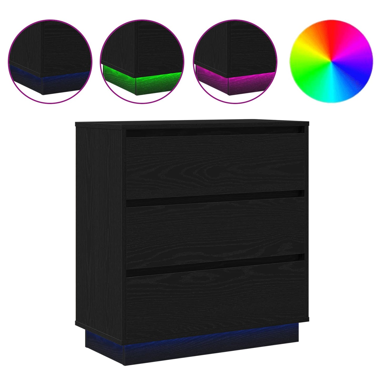 vidaXL Κομοδίνο Μαύρη Οξυά 71 x 34,5 x 75 εκ. Επεξεργασμένο ξύλο