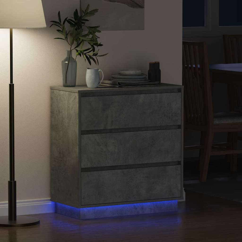 vidaXL Κομοδίνο Σκυρόδεμα Γκρι 71 x 34,5 x 75 εκ. Επεξεργασμένο ξύλο
