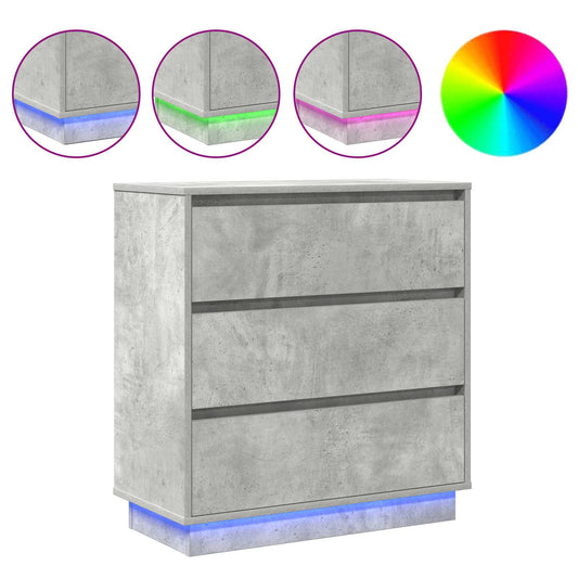 vidaXL Κομοδίνο Σκυρόδεμα Γκρι 71 x 34,5 x 75 εκ. Επεξεργασμένο ξύλο