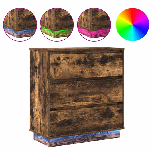 vidaXL Κομοδίνο Καπνιστό Δρύς 71 x 34,5 x 75 εκ. Επεξεργασμένο ξύλο