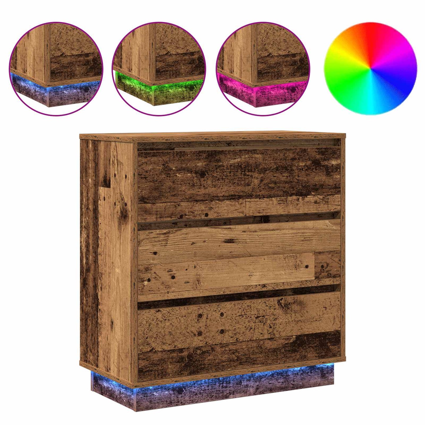 vidaXL Κομοδίνο Παλιό ξύλο 71 x 34,5 x 75 εκ. Επεξεργασμένο ξύλο