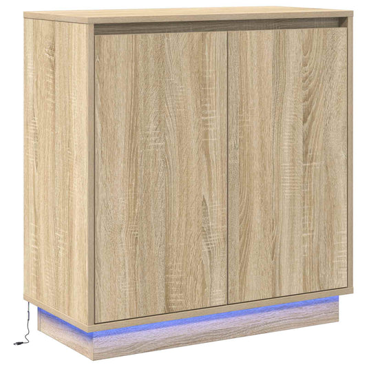 vidaXL Πλευρικό Τραπέζι LED Sonoma Δρυς 71 x 34,5 x 75 εκ.