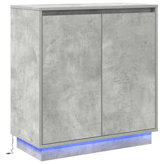 vidaXL Πλευρικό Τραπέζι LED Γκρι Σκυροδέματος 71 x 34,5 x 75 εκ.