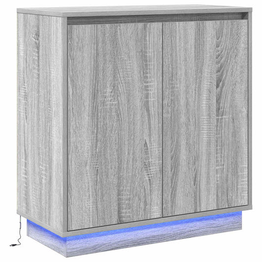 vidaXL Πλευρικό Τραπέζι LED Γκρι Sonoma 71 x 34,5 x 75 εκ.