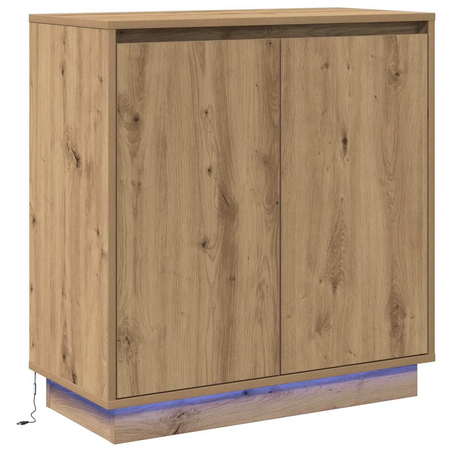 vidaXL Πλευρικό Τραπέζι LED Artisan Δρυς 71 x 34,5 x 75 εκ.