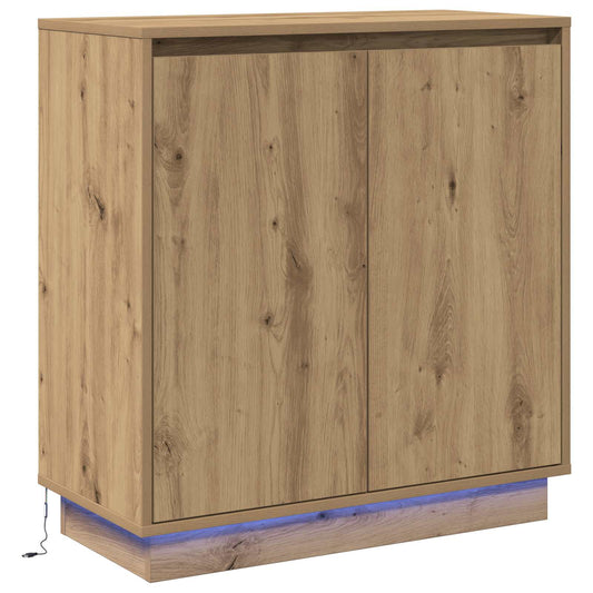 vidaXL Πλευρικό Τραπέζι LED Artisan Δρυς 71 x 34,5 x 75 εκ.