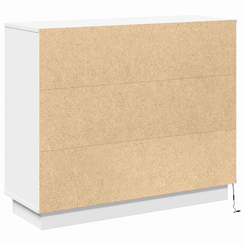 vidaXL Πλευρικό Τραπέζι LED Λευκό 90 x 32 x 75 εκ. Επεξεργασμένο ξύλο