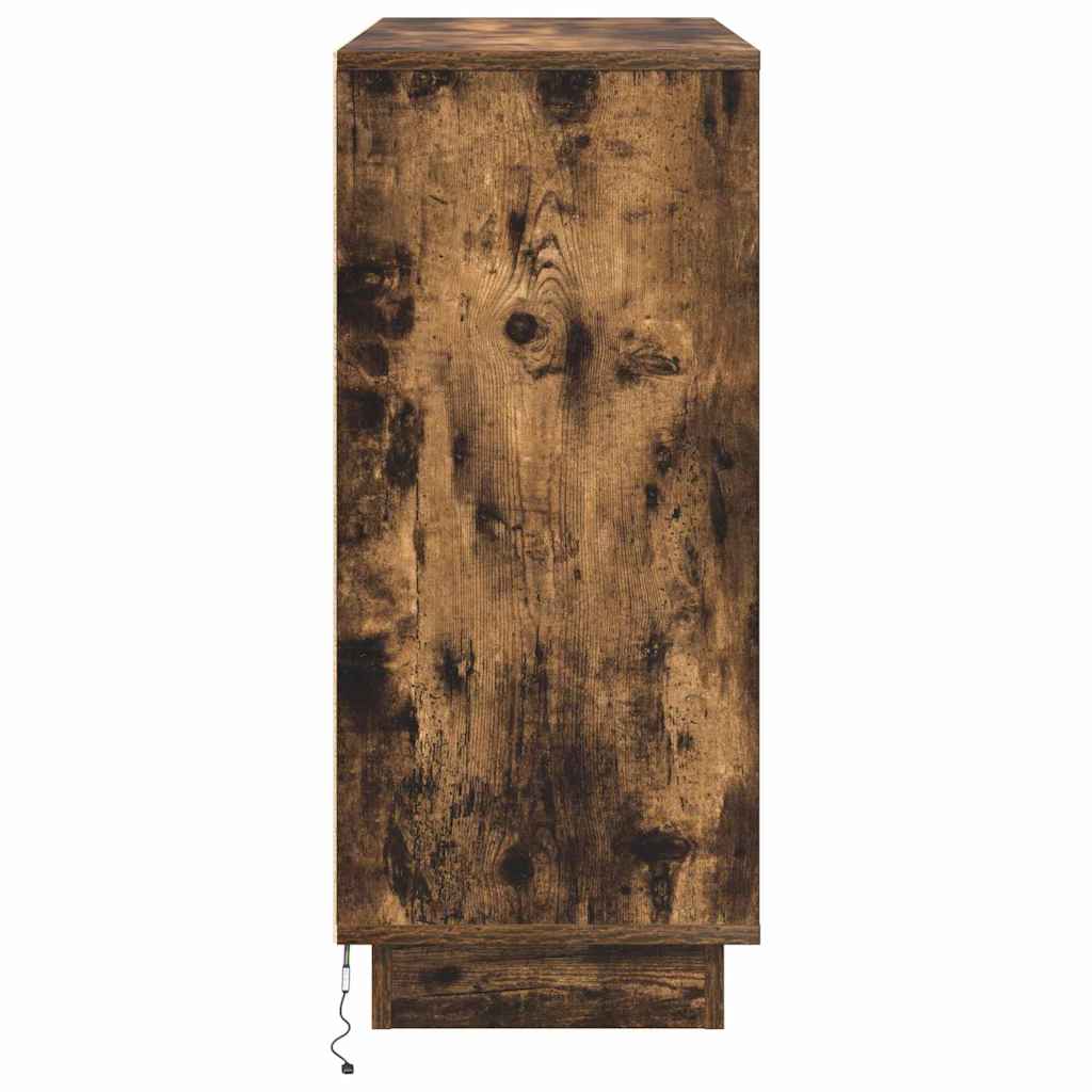 vidaXL Πλευρικό Τραπέζι LED με ράφι Καπνιστό Δρύς 90 x 32 x 75 εκ.