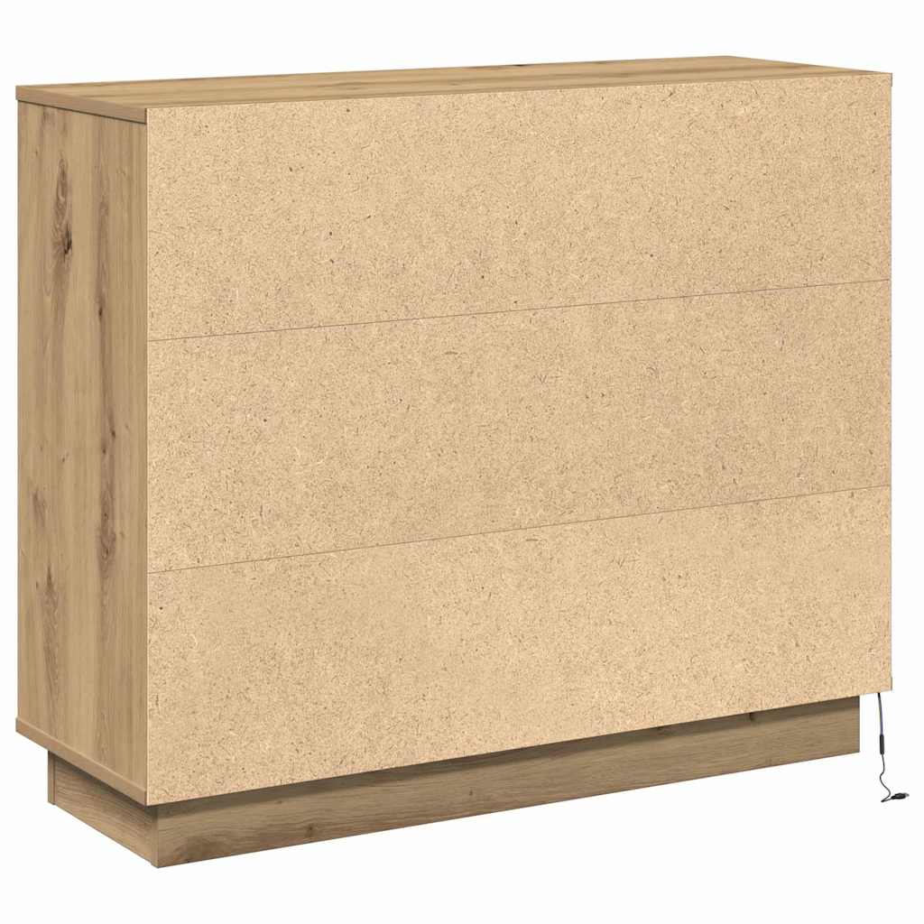 vidaXL Πλευρικό Τραπέζι LED με ράφι Artisan Oak 90 x 32 x 75 εκ.