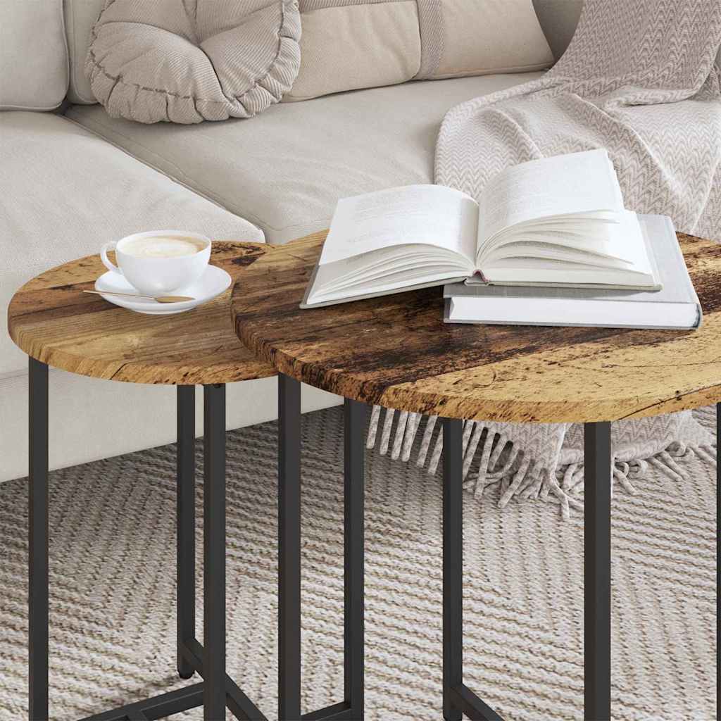 vidaXL Σετ βοηθητικά τραπεζάκια 2 pcs Παλιό ξύλο και Μαύρο