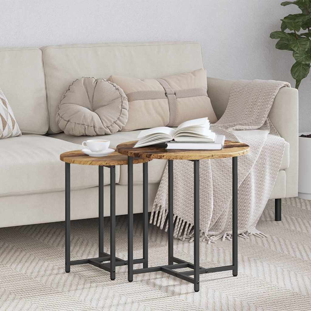 vidaXL Σετ βοηθητικά τραπεζάκια 2 pcs Παλιό ξύλο και Μαύρο