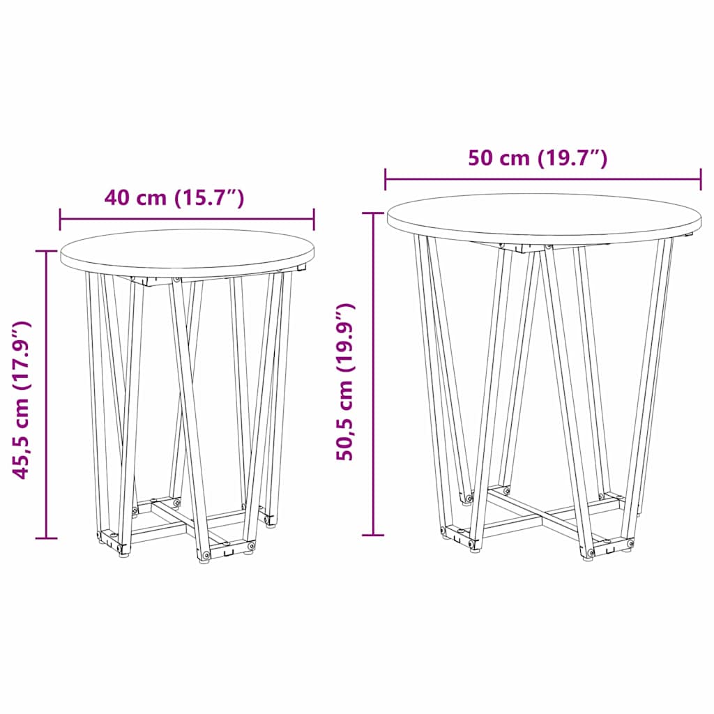 vidaXL Σετ βοηθητικά τραπεζάκια 2 pcs Παλιό ξύλο και Μαύρο