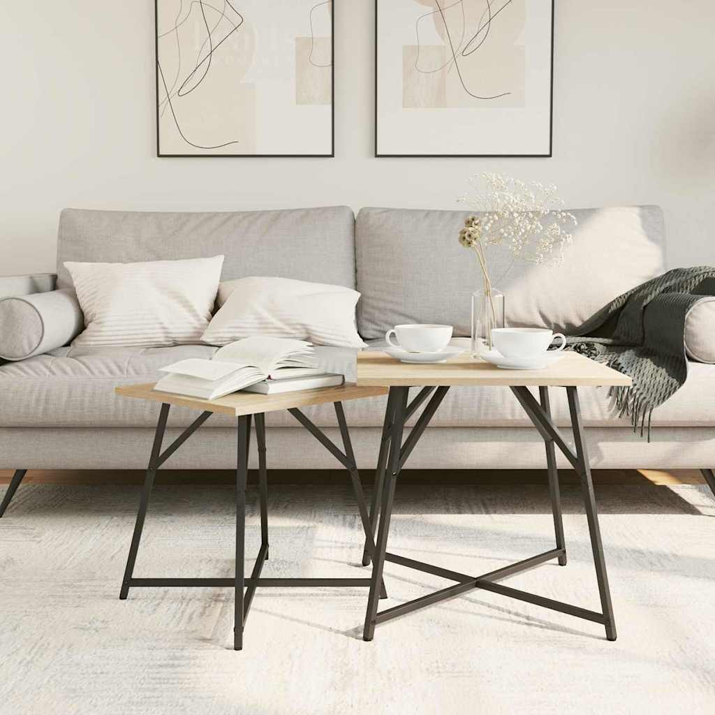 vidaXL Σετ βοηθητικά τραπεζάκια 2 pcs Βελανιδιά Σονομά και Μαύρο