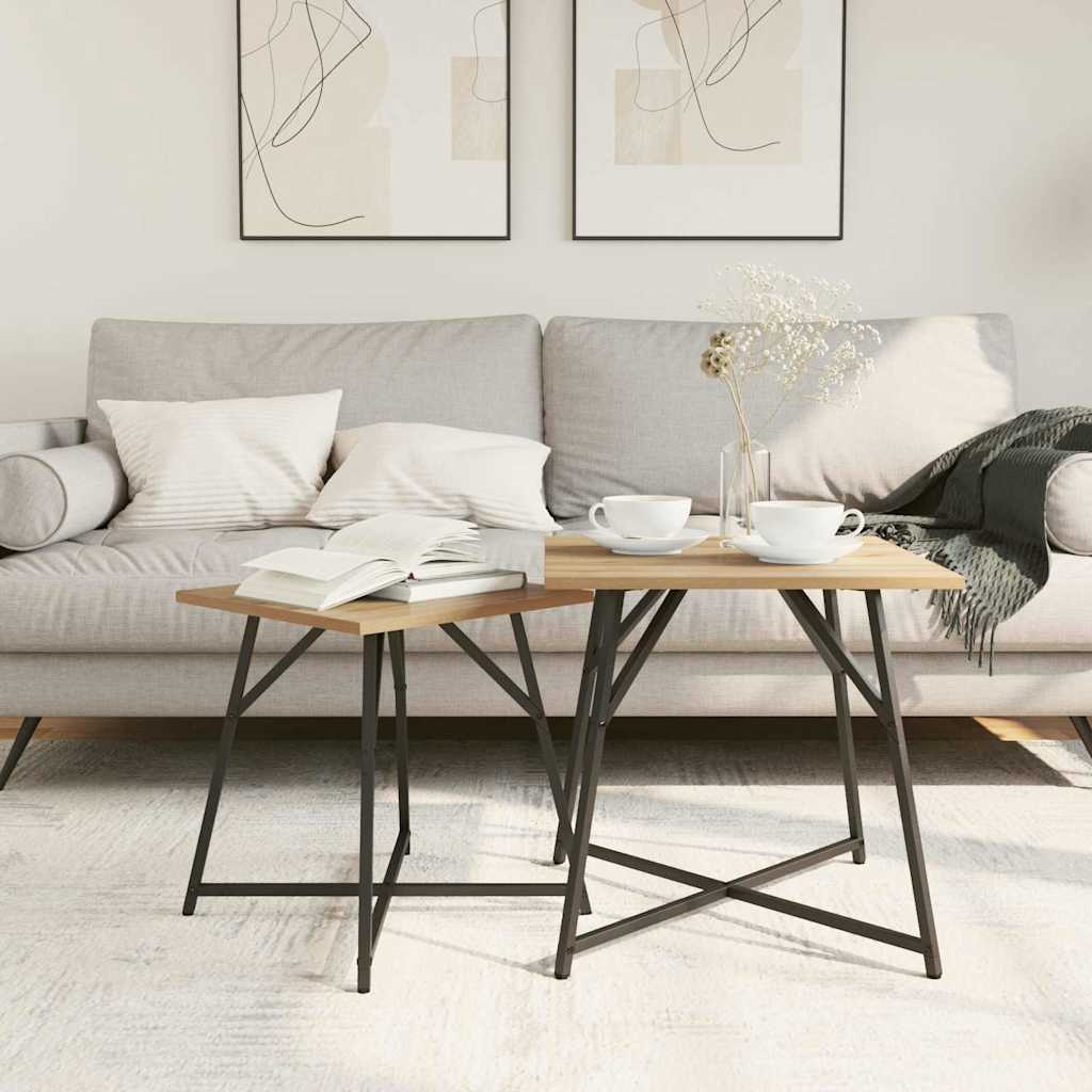 vidaXL Σετ βοηθητικά τραπεζάκια 2 pcs Δρυς Artisan και Μαύρο