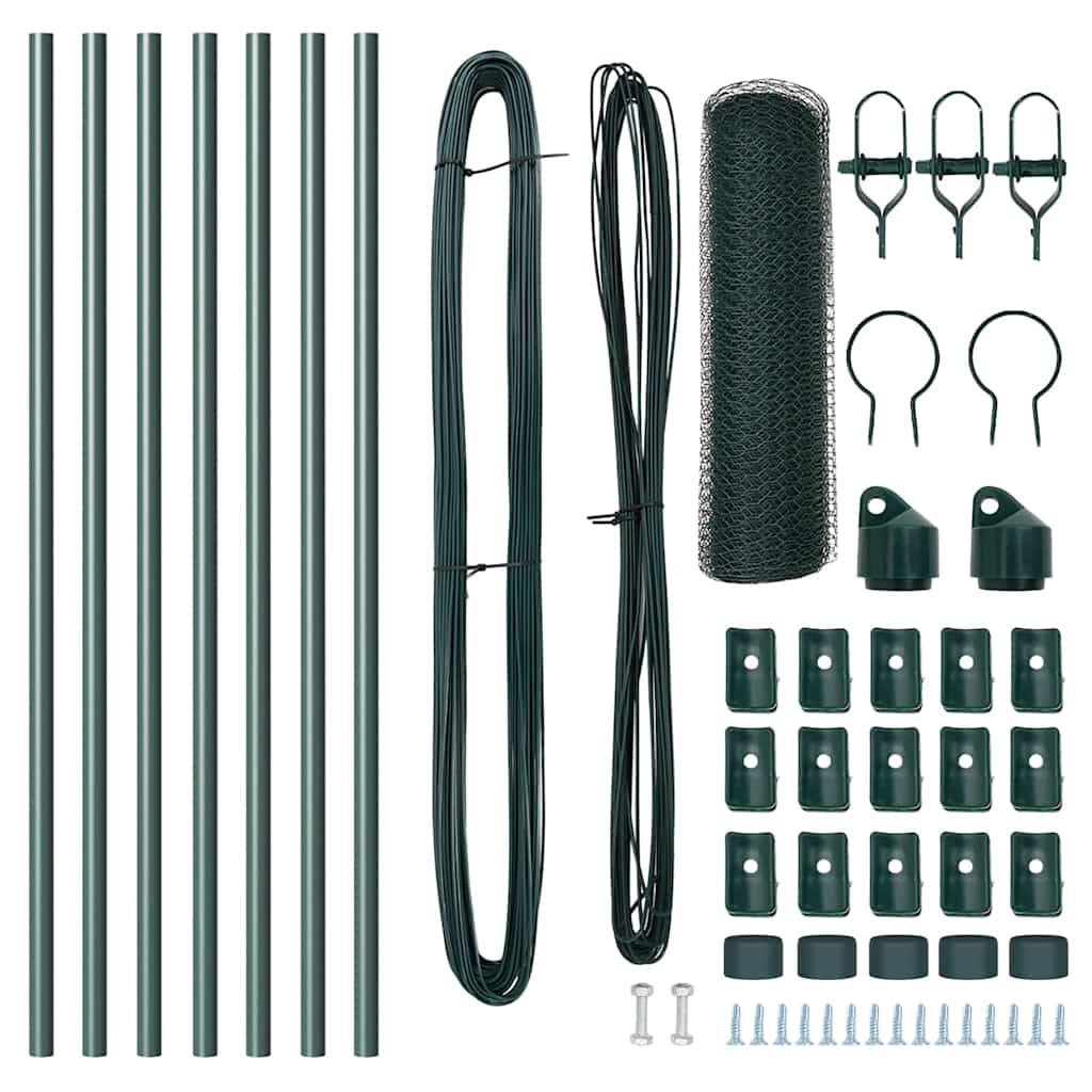 vidaXL Εξάγωνος Φράκτης Πράσινος 0.4x10 μ. Ατσάλι