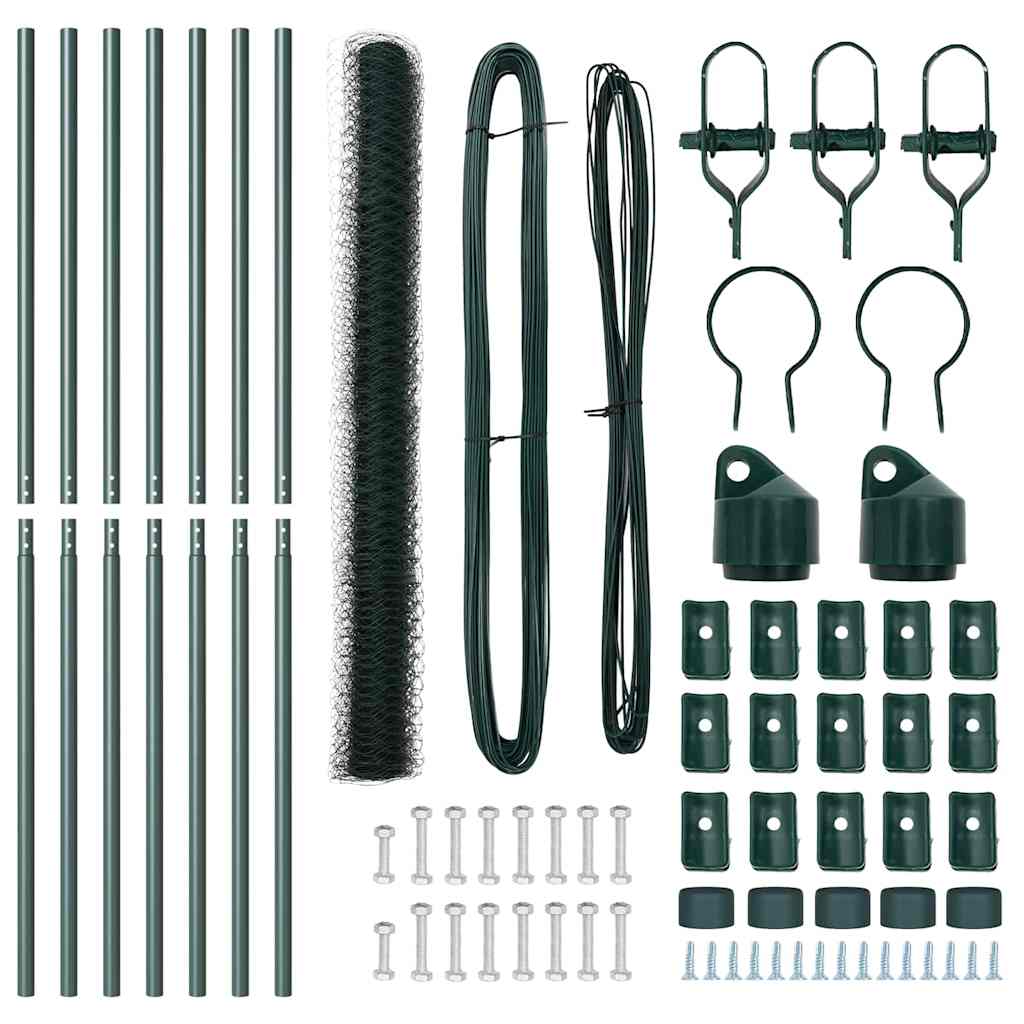 Εξαγωνικός Φράκτης vidaXL Πράσινος 1.6x10 μ Χάλυβας