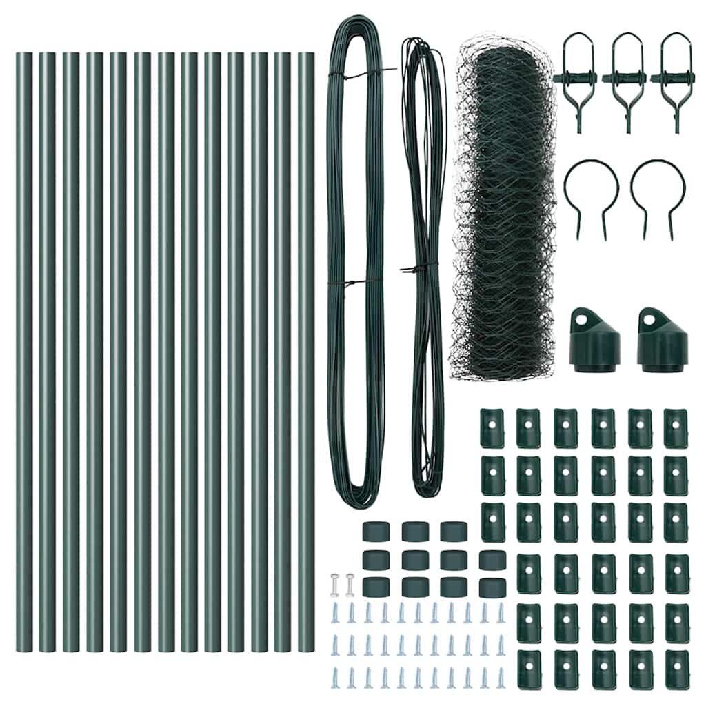 vidaXL Φράχτης Εξάγωνος Πράσινος 0.4x25 μ Μέταλλο