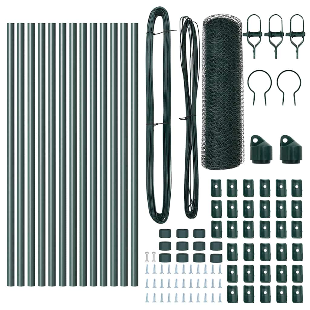 vidaXL Σετ Περίφραξης Σετ των 2 Σκούρο Πράσινο Ατσάλι με Σκόνη