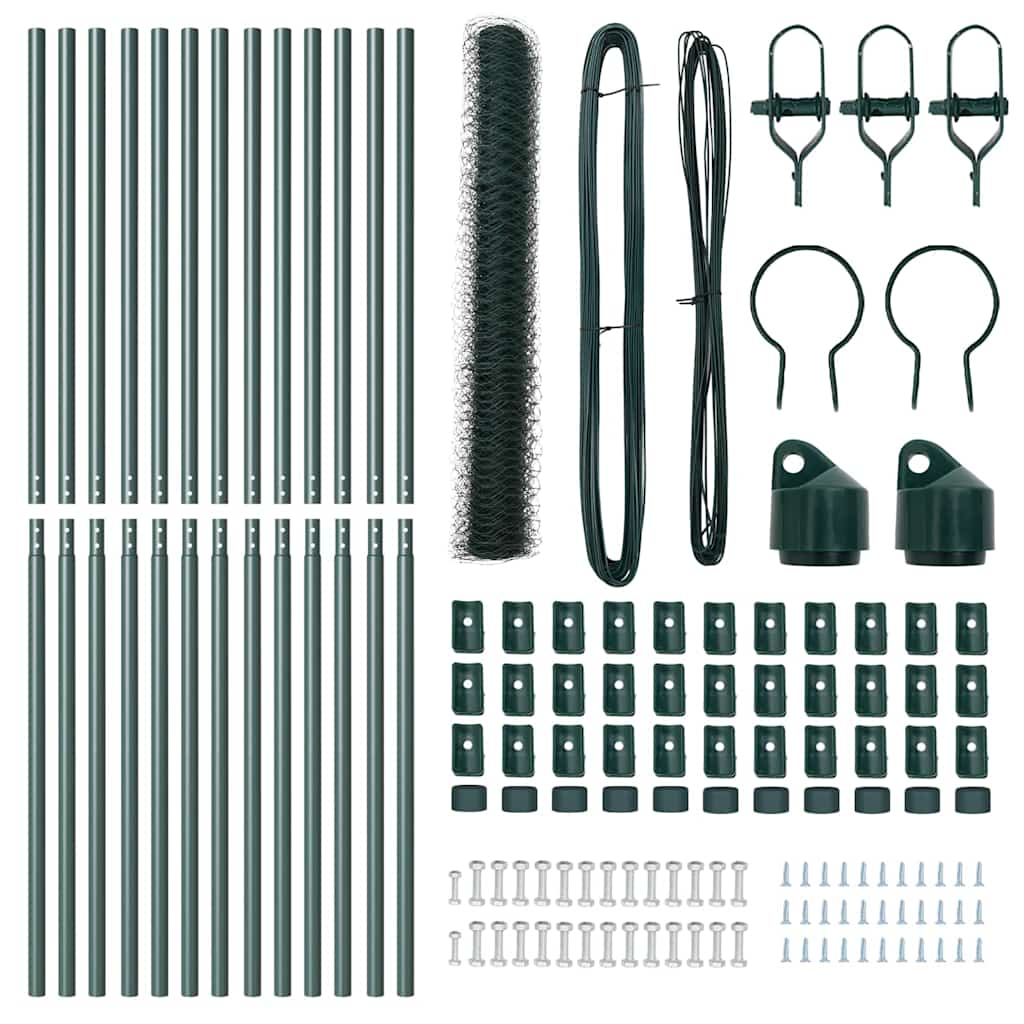 vidaXL Σετ Φράχτη Σετ 2 Δασικό πράσινο Μέταλλο 25 x 1 μ Ανθεκτικό