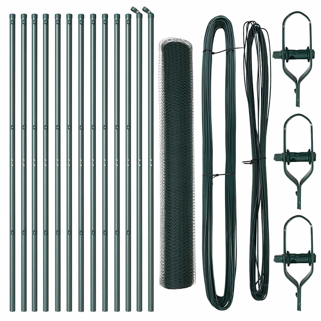 vidaXL Εξαγωνικός Φράχτης Πράσινος 1.4x25 μ Χάλυβας