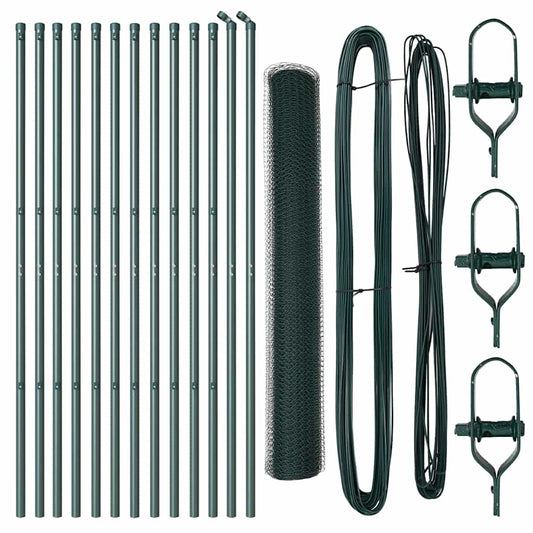 vidaXL Εξαγωνικός Φράχτης Πράσινος 1.4x25 μ Χάλυβας