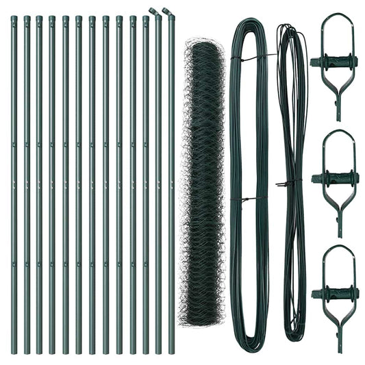 vidaXL Φράχτης με Στήλες. Πράσινο 1.4 x 25 m Ατσάλι με επικάλυψη PVC