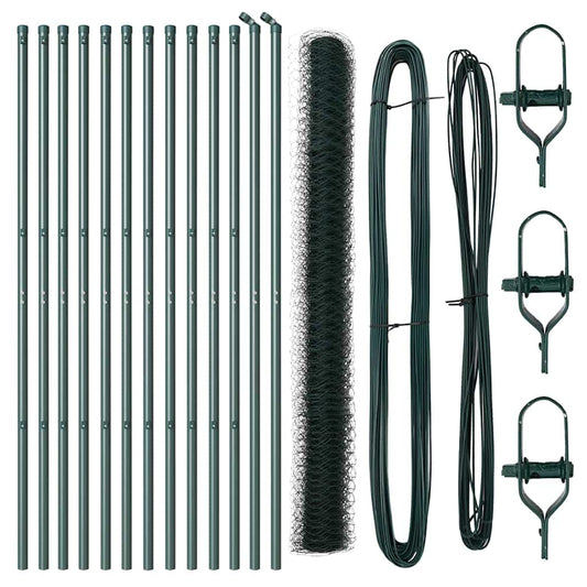 vidaXL Σετ Φράχτη Σετ των 2 Πράσινο Χάλυβας με πούδρα 25 x 1.5 μ