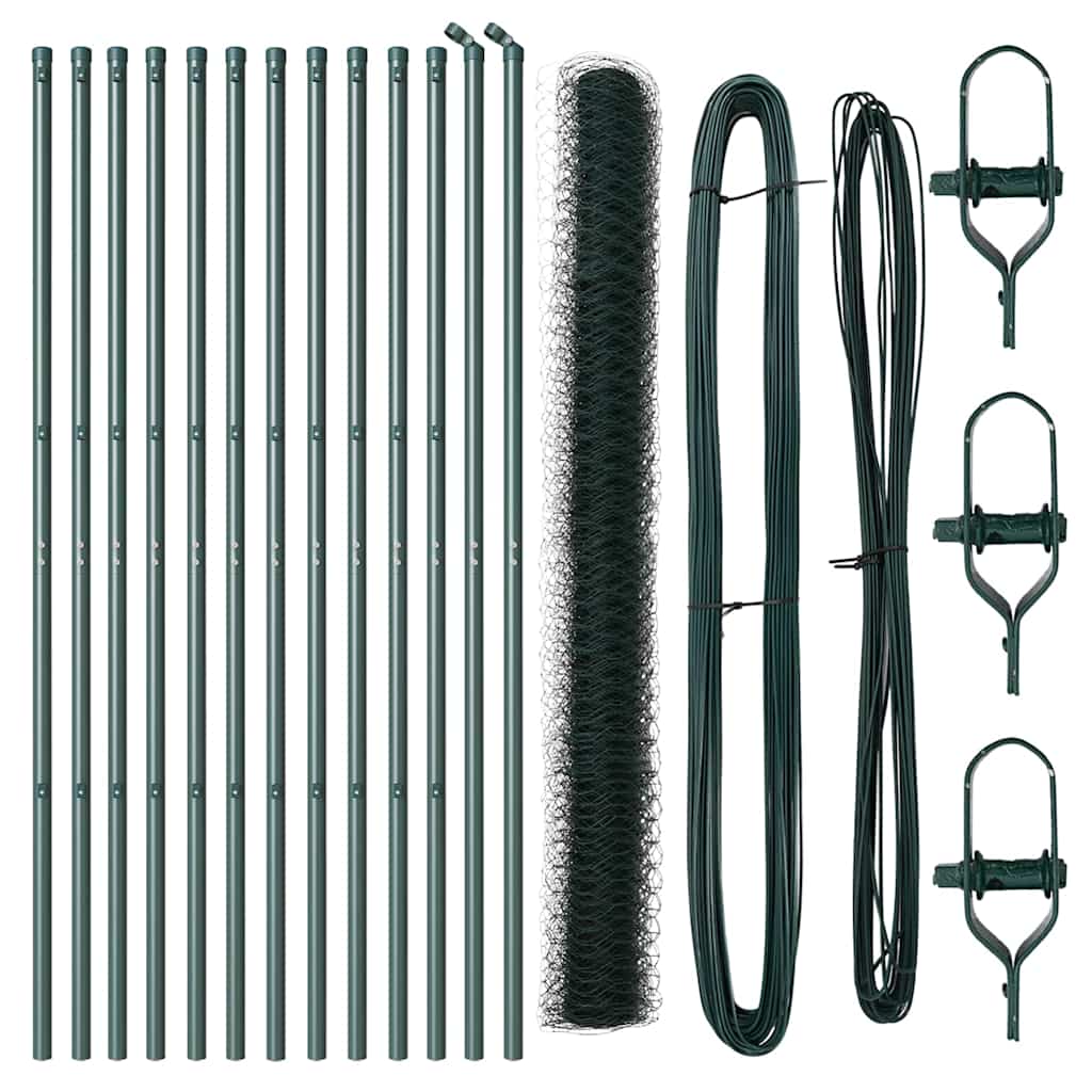 vidaXL Εξάγωνος Φράκτης Πράσινος 1.6x25 μ Ατσάλι