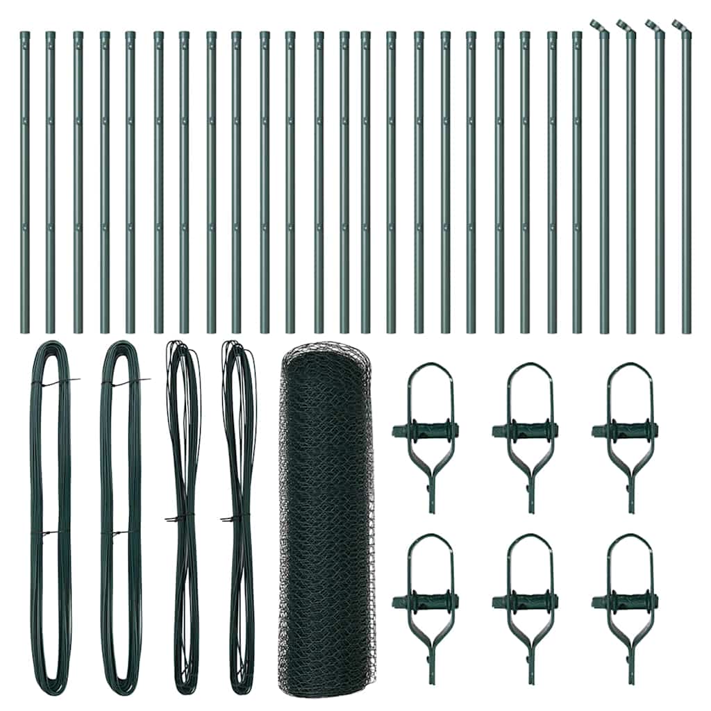 vidaXL Hexagon Fence Πράσινο 0.6x50 μ Χάλυβας