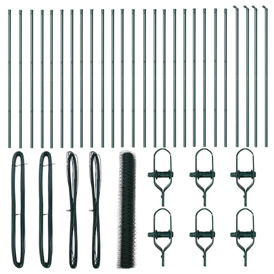 vidaXL Φράχτης με Στήλες. Πράσινο 1 x 50 m Ατσάλι με επικάλυψη PVC