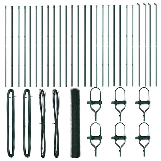 vidaXL Φράχτης με Στήλες. Πράσινο 1.4 x 50 m Ατσάλι με επικάλυψη PVC