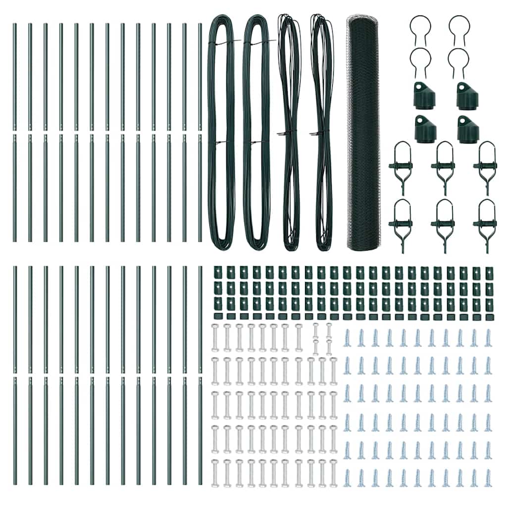 vidaXL Φράχτης με Στήλες. Πράσινο 1.4 x 50 m Ατσάλι με επικάλυψη PVC