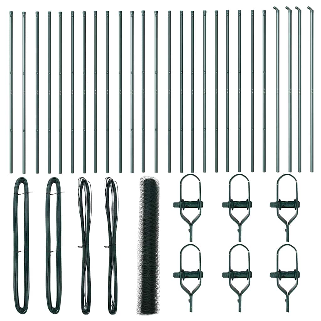 vidaXL Φράχτης με Στήλες. Πράσινο 1.4 x 50 m Ατσάλι με επικάλυψη PVC