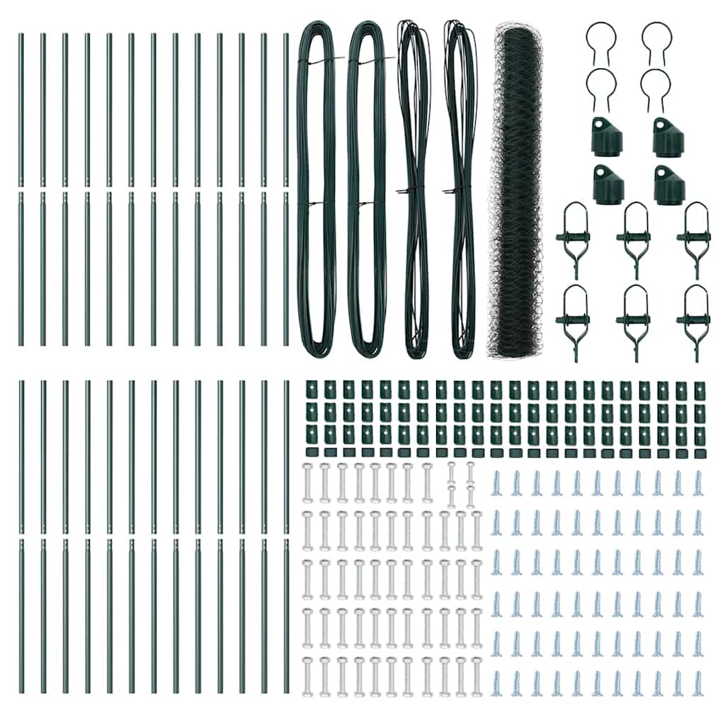 vidaXL Φράχτης με Στήλες. Πράσινο 1.4 x 50 m Ατσάλι με επικάλυψη PVC