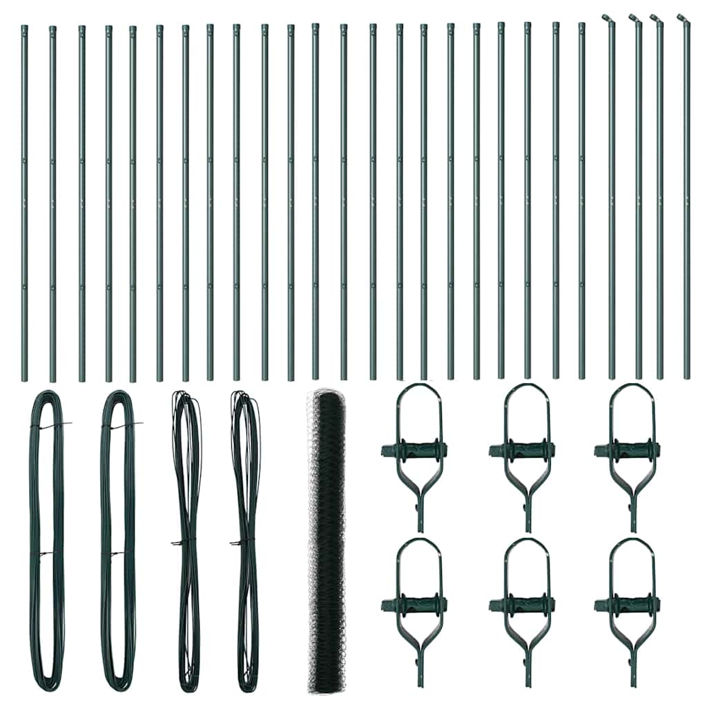 vidaXL Φράχτης με Στήλες. Πράσινο 1.5 x 50 m Ατσάλι με επικάλυψη PVC