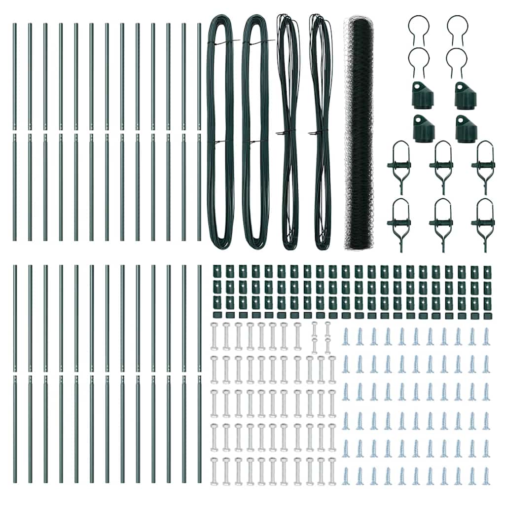 vidaXL Φράχτης με Στήλες. Πράσινο 1.5 x 50 m Ατσάλι με επικάλυψη PVC