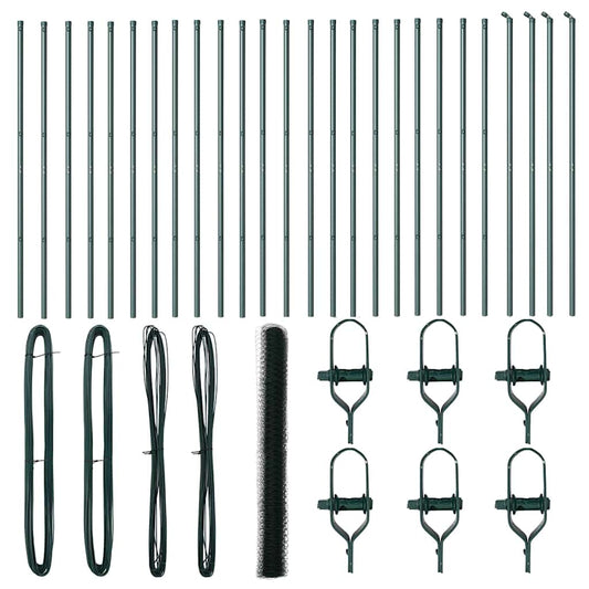 vidaXL Φράχτης με Στήλες. Πράσινο 1.5 x 50 m Ατσάλι με επικάλυψη PVC