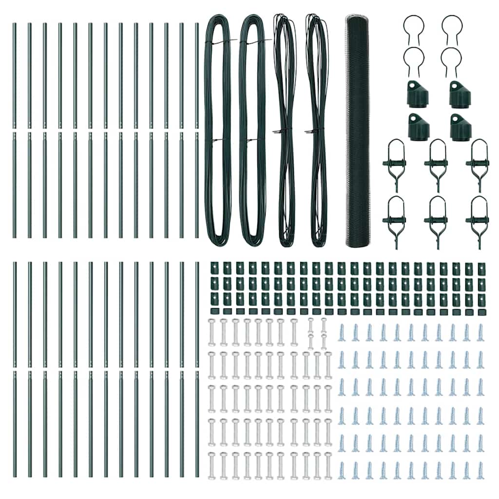 vidaXL Φράχτης με Στήλες. Πράσινο 1.6 x 50 m Ατσάλι με επικάλυψη PVC