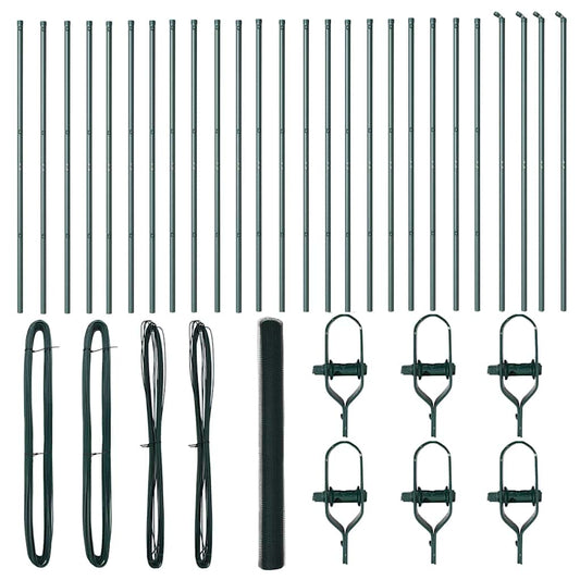 vidaXL Φράχτης με Στήλες. Πράσινο 1.6 x 50 m Ατσάλι με επικάλυψη PVC