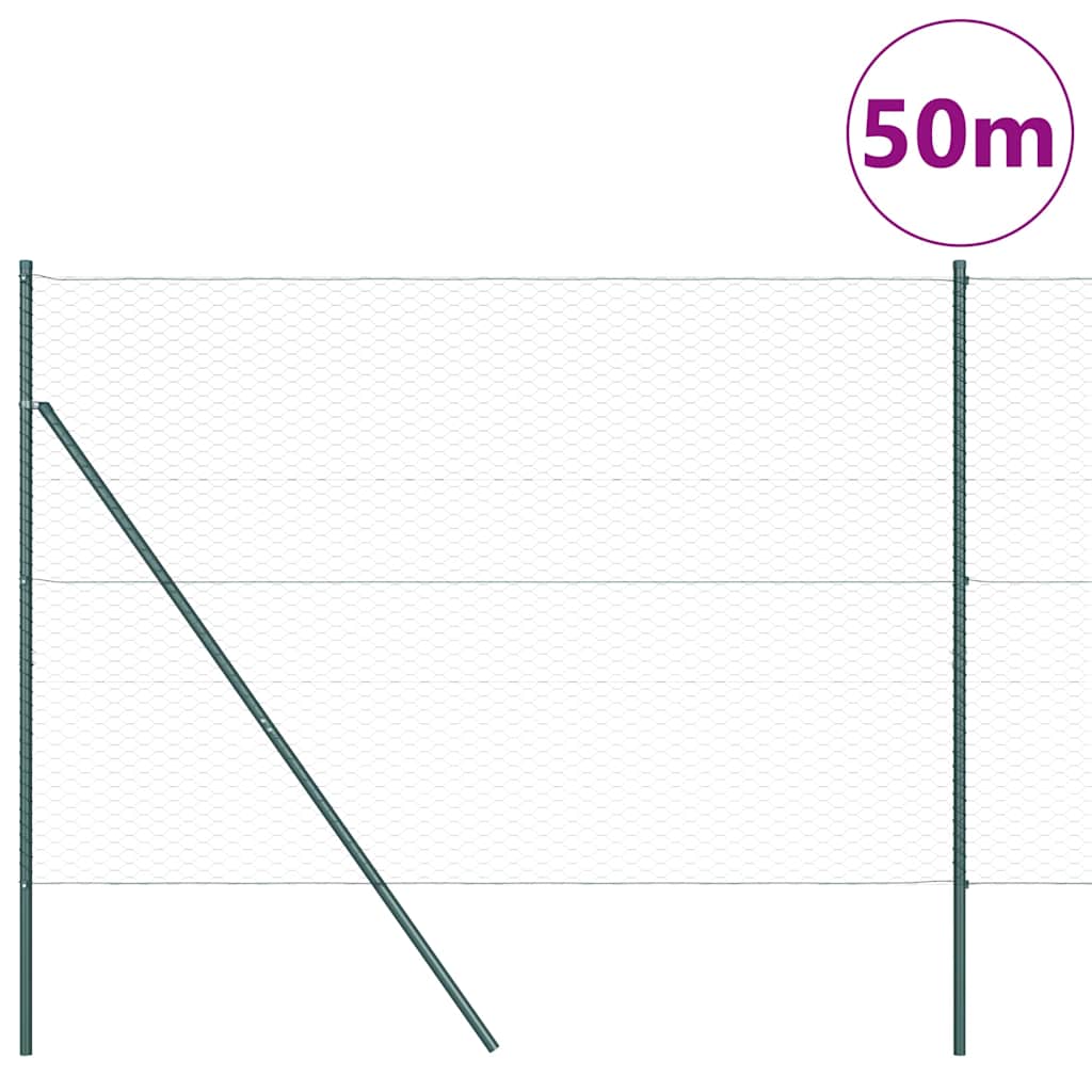 vidaXL Φράχτης με Στήλες. Πράσινο 1.6 x 50 m Ατσάλι με επικάλυψη PVC