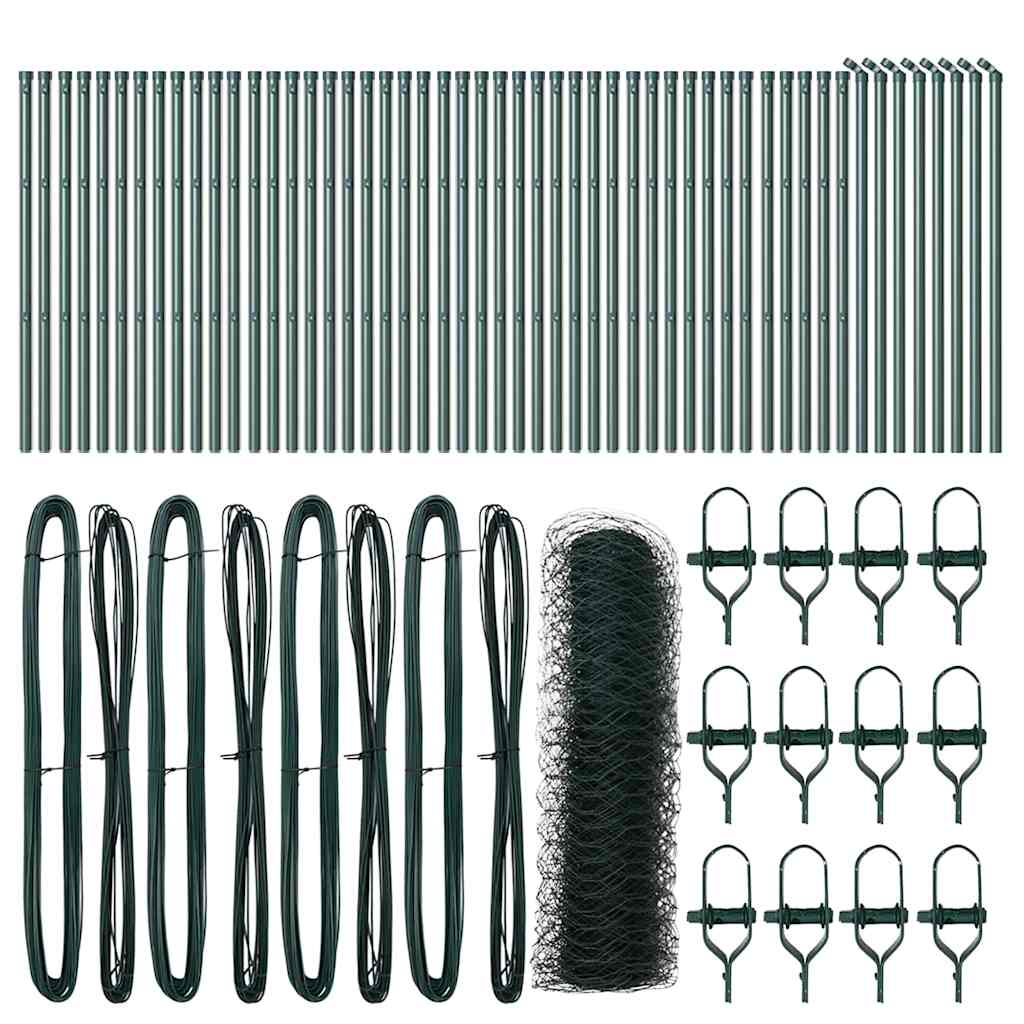 vidaXL Φράχτης με Στήλες. Πράσινο 0.4 x 100 μ Ατσάλι με επικάλυψη PVC
