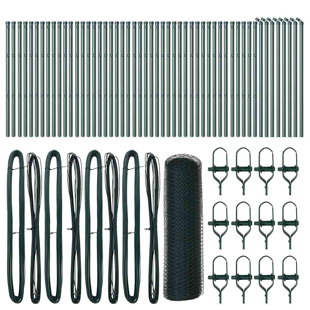 vidaXL Φράχτης με Στήλες. Πράσινο 0.5 x 100 μ Ατσάλι με επικάλυψη PVC